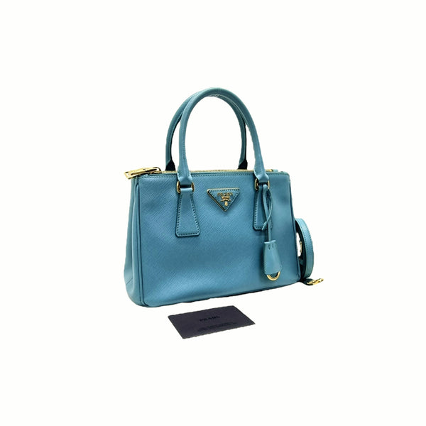 Prada BN2896 Saffiano Lux Mini Tote Bag Ghw (Turchese/Blue)