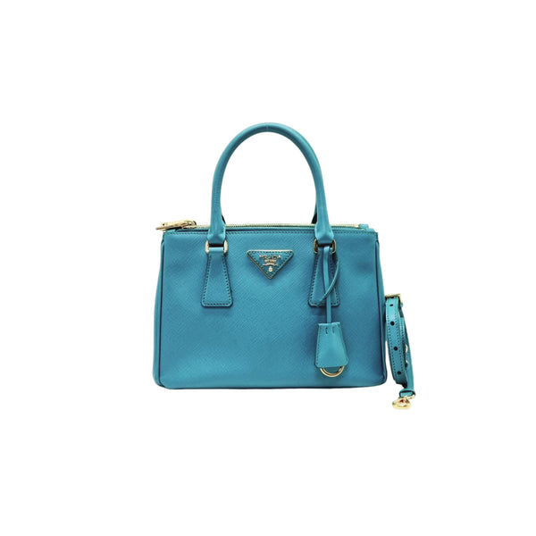 Prada BN2896 Saffiano Lux Mini Tote Bag Ghw (Turchese/Blue)