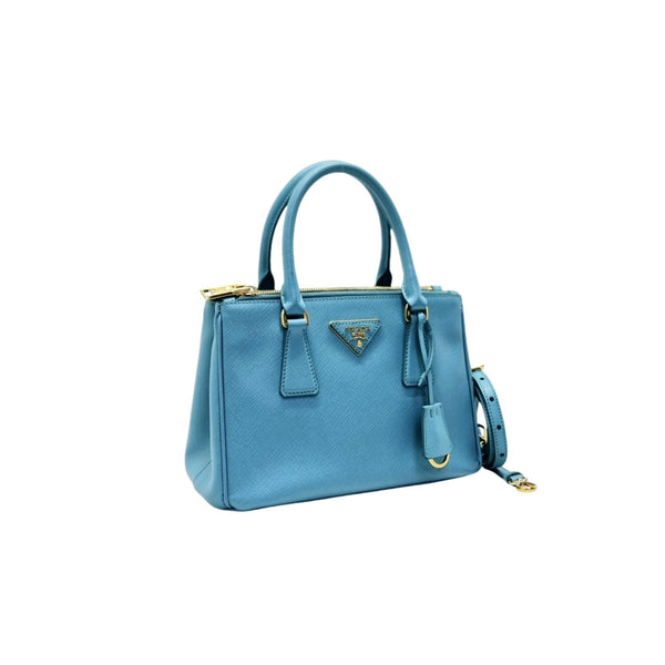 Prada BN2896 Saffiano Lux Mini Tote Bag Ghw (Turchese/Blue)