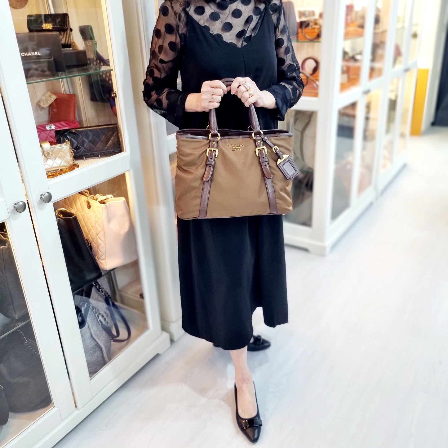 Prada BN2832 Nylon Tote Bag Ghw (Corinto/Brown)