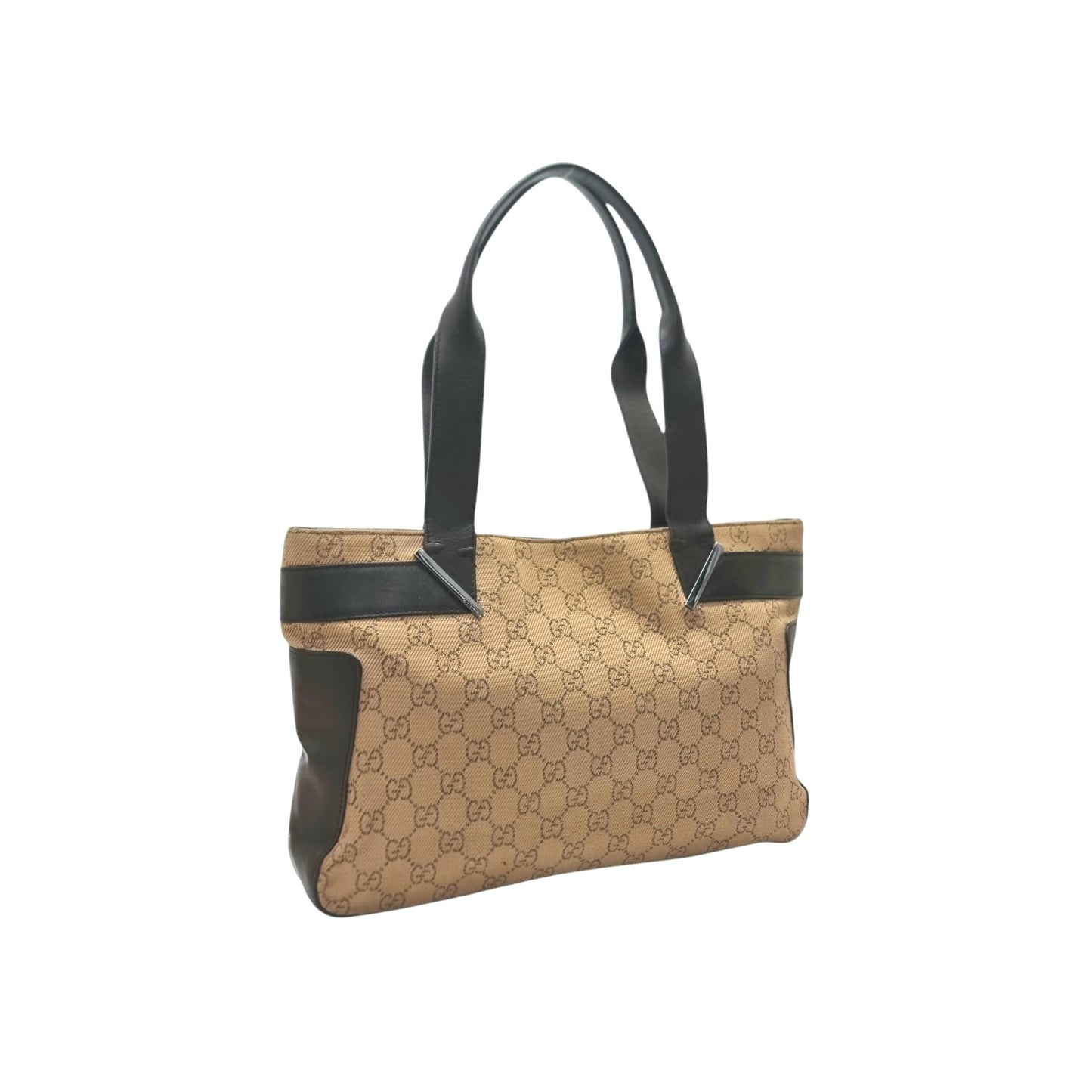 Gucci GG Vintage Canvas Shoulder Bag Shw (Brown)