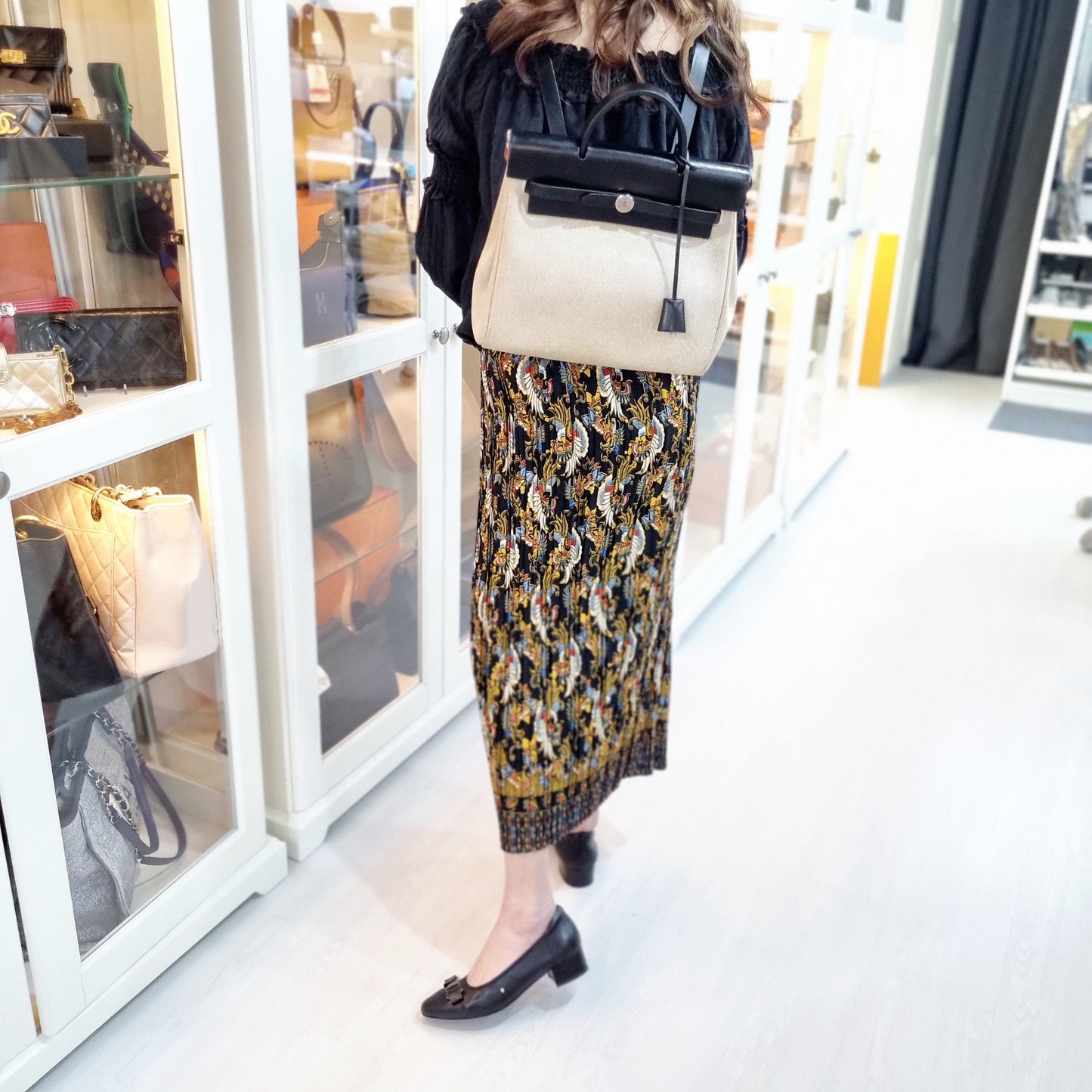 Hermes Herbag 2 IN 1 Canvas Backpack Phw (Beige/Black)