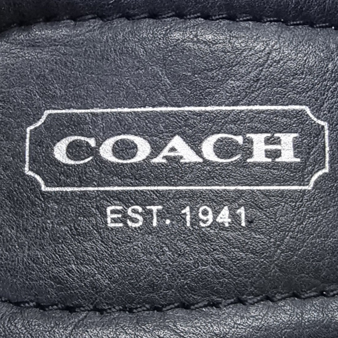 Coach Velvet Ankle Strap Wedge Heel Sandals Snake Print (Black)