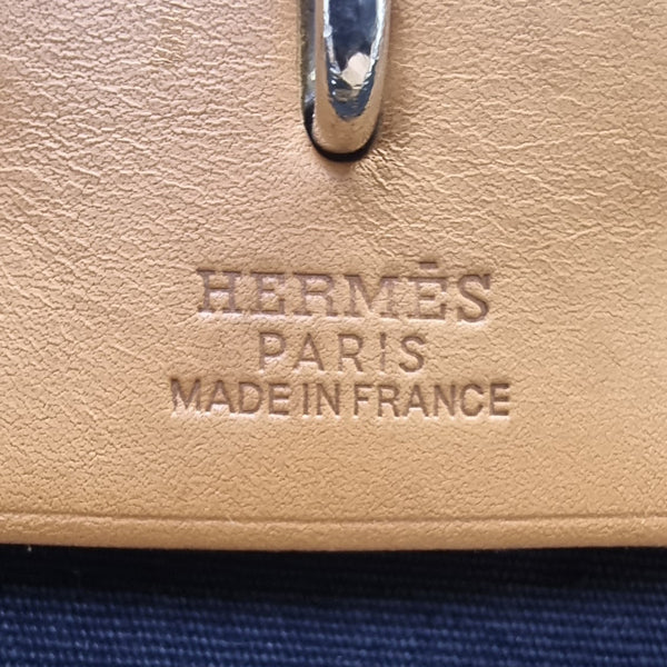 Hermes Herbag PM 31 (2 In 1) Palladium Hw (Navy Blue/Beige)