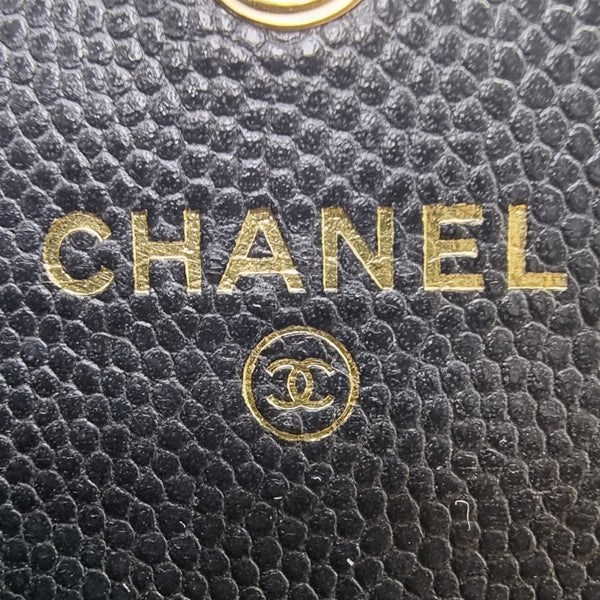 Chanel Boy Flap Card Holder Caviar Ghw (Black)