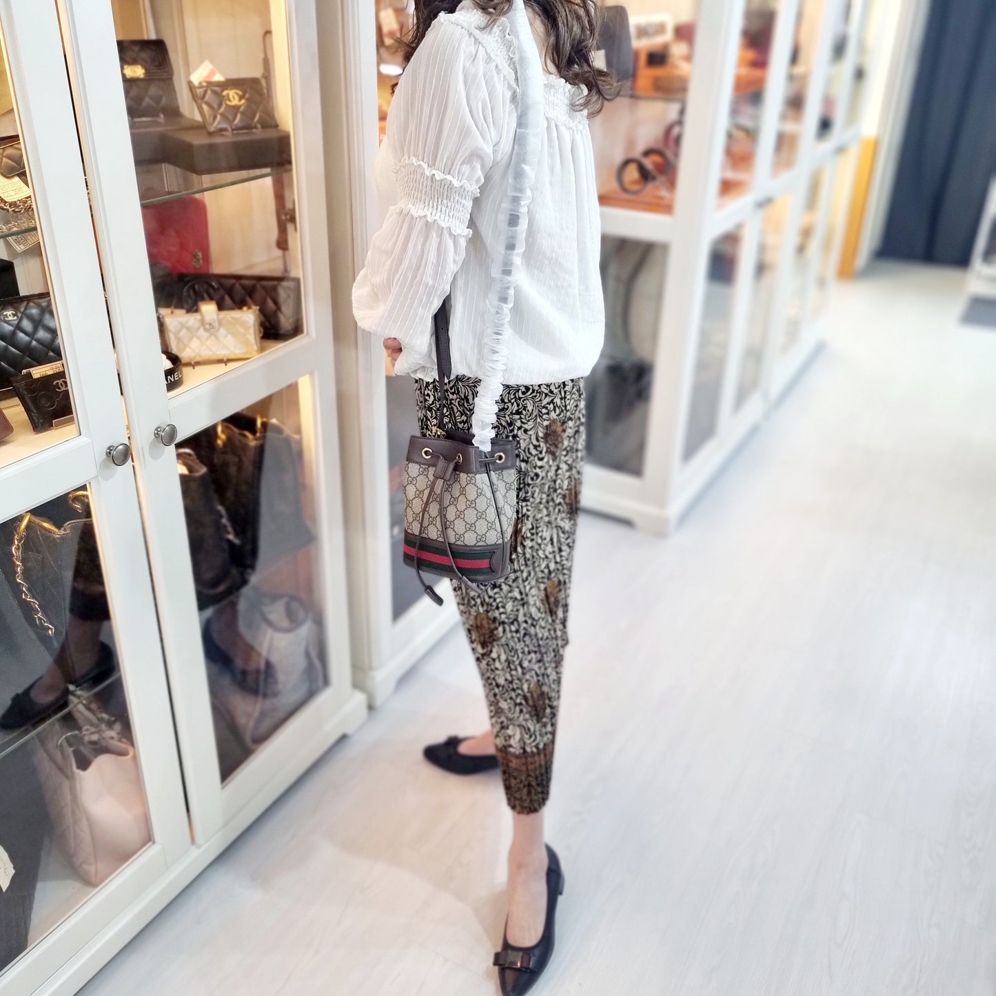 Gucci Ophidia GG Mini Bucket Bag Ghw (Ebony/Brown)