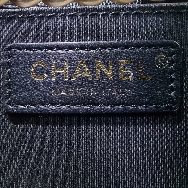 Chanel Boy Old Medium Lambskin Antique Gold Hw (Black)