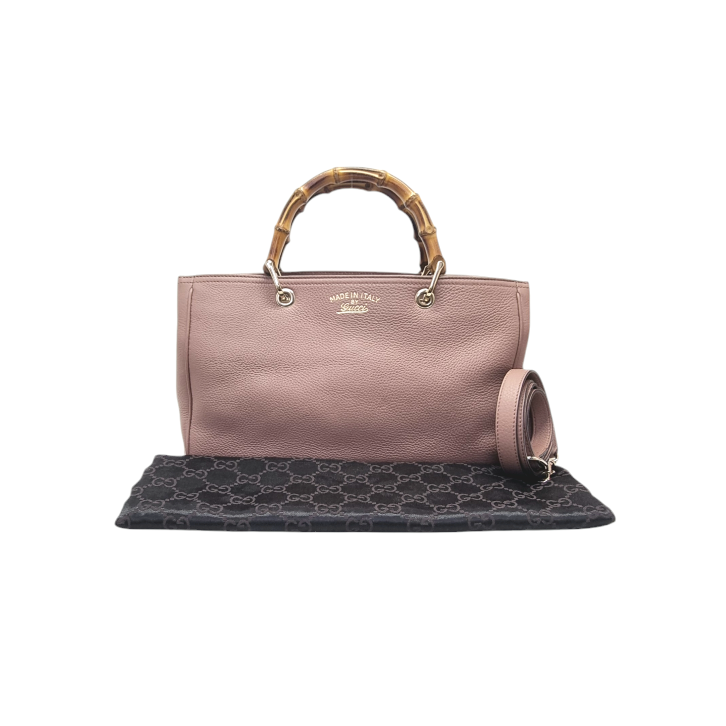 Gucci Bamboo Top Handle Leather Tote Bag Ghw (Pink)