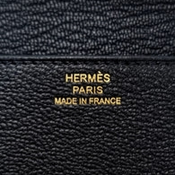 Hermes Roulis Slim Wallet Mysore Goatskin Permabrass Plated Hardware (Black)