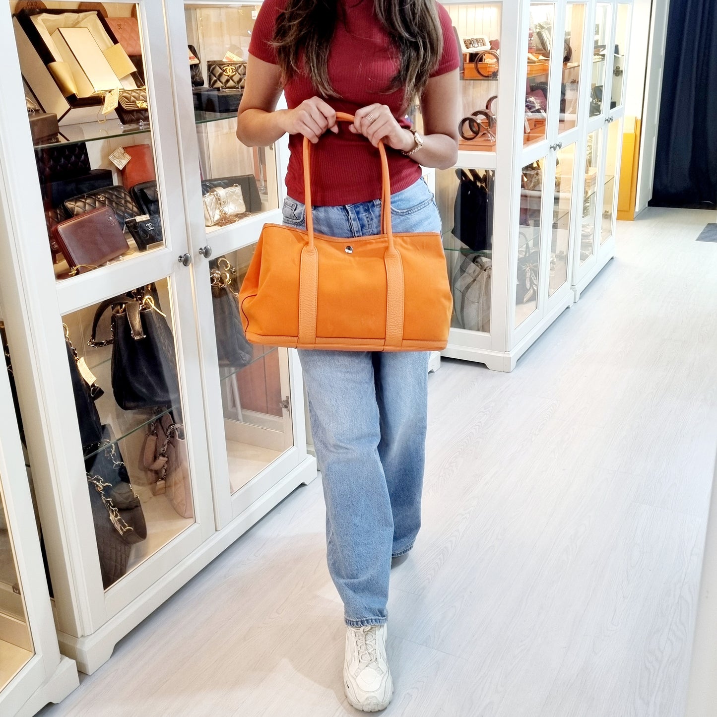 Hermes Garden Party 36 Canvas Palladium Coated Hw (Orange)