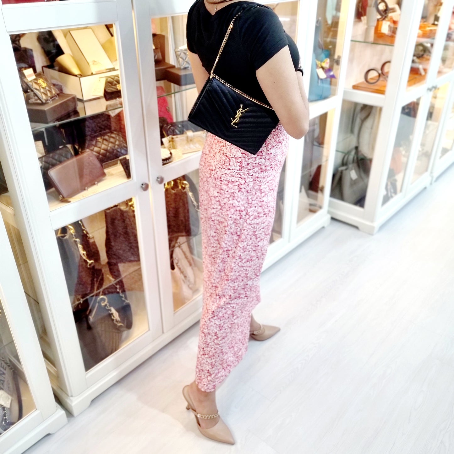 YSL Wallet On Chain Cassandre Envelope Leather Large Ghw (Black)