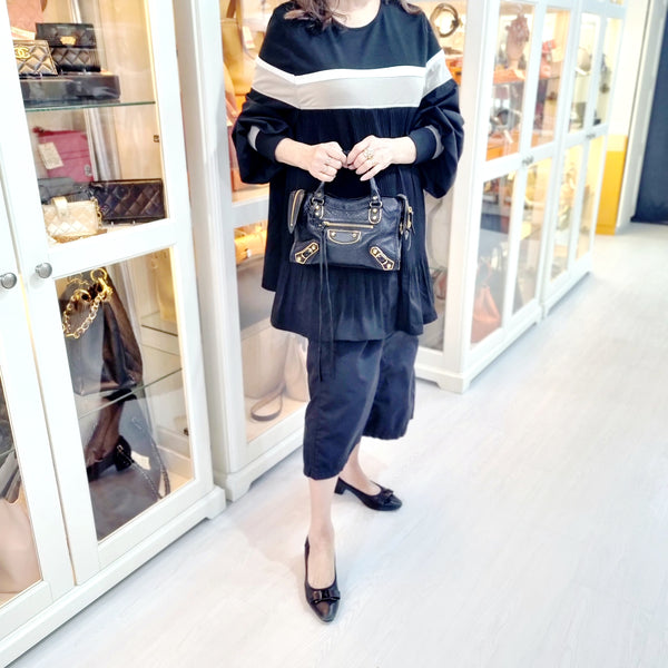 Balenciaga City Mini Metalic Edge Leather Ghw (Black)