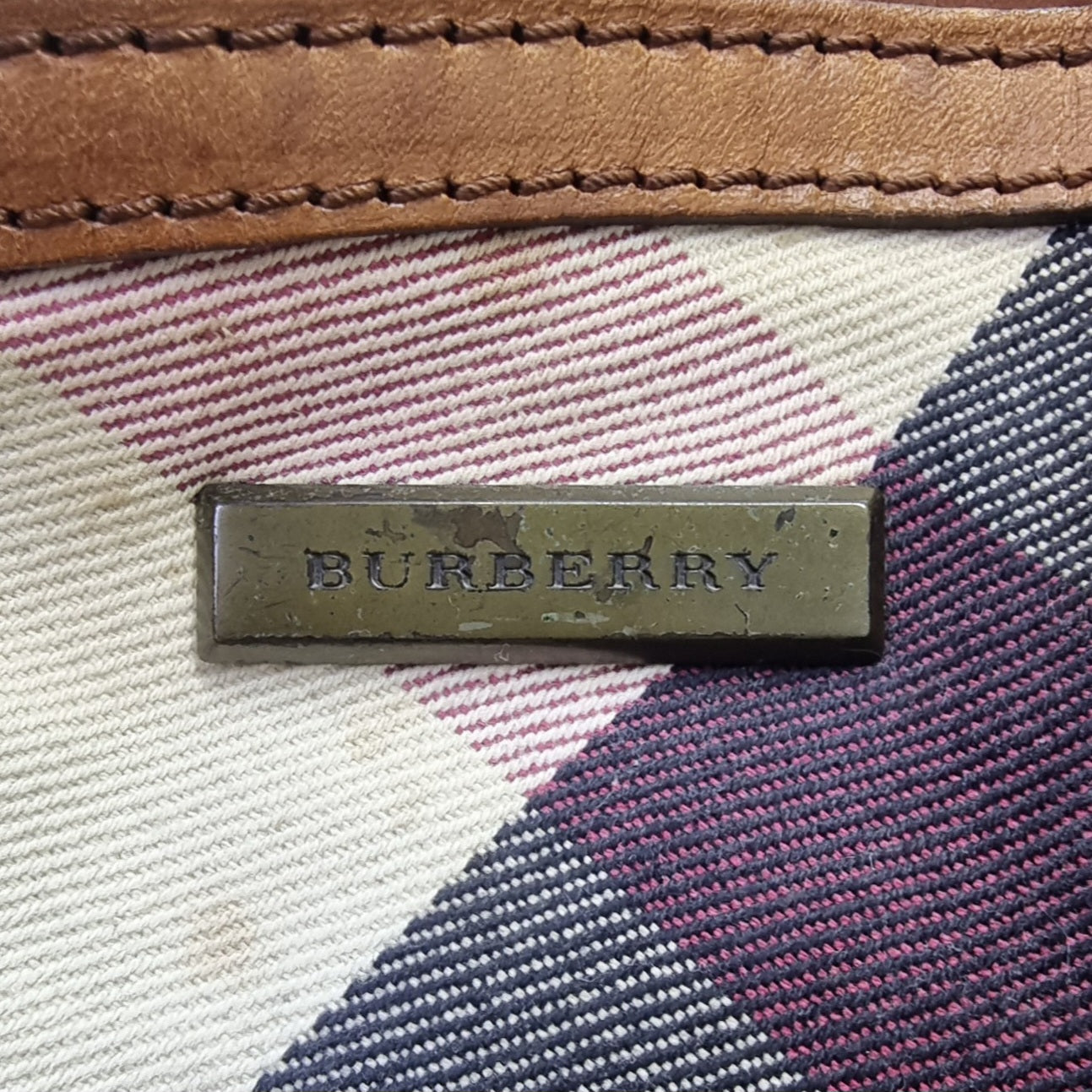 Burberry Marston Mega Check Canvas Leather Gunmetal Hw (Brown)