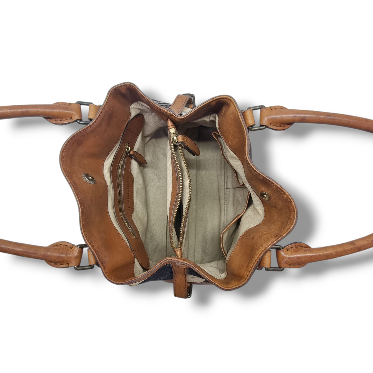 Burberry Marston Mega Check Canvas Leather Gunmetal Hw (Brown)