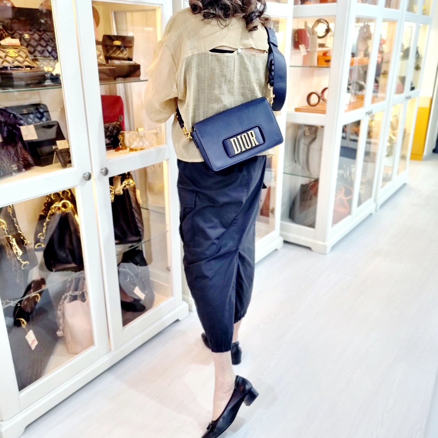 Christian Dior Dio(r)evolution Leather Crossbody Ghw (Navy Blue)