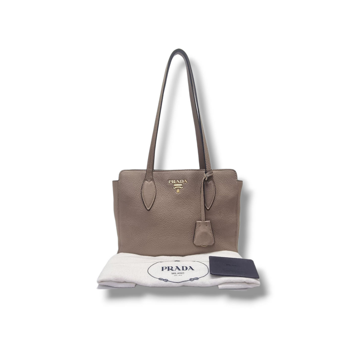 Prada 1BG112 Vitello Phenix Leather Shoulder Bag Ghw (Cameo)