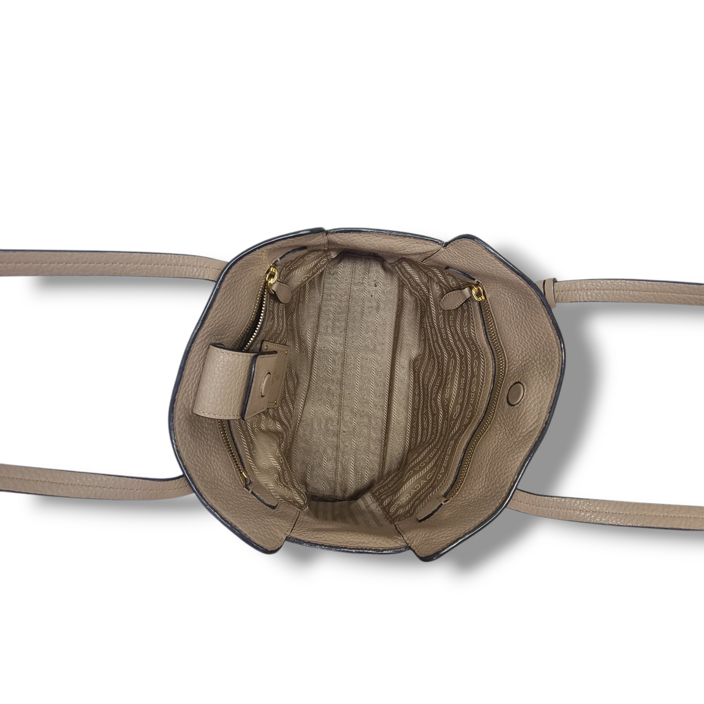 Prada 1BG112 Vitello Phenix Leather Shoulder Bag Ghw (Cameo)