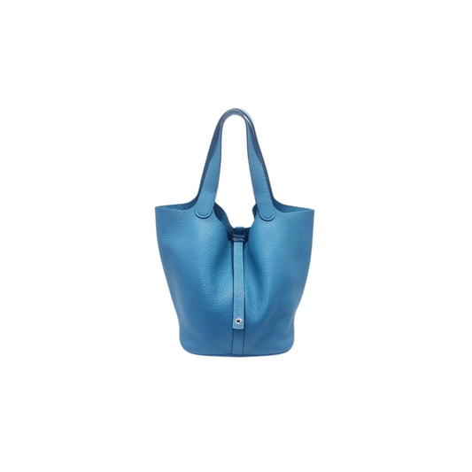 Hermes Picotin Lock 22 Clemence Palladium Plated Hw (Blue Paon)