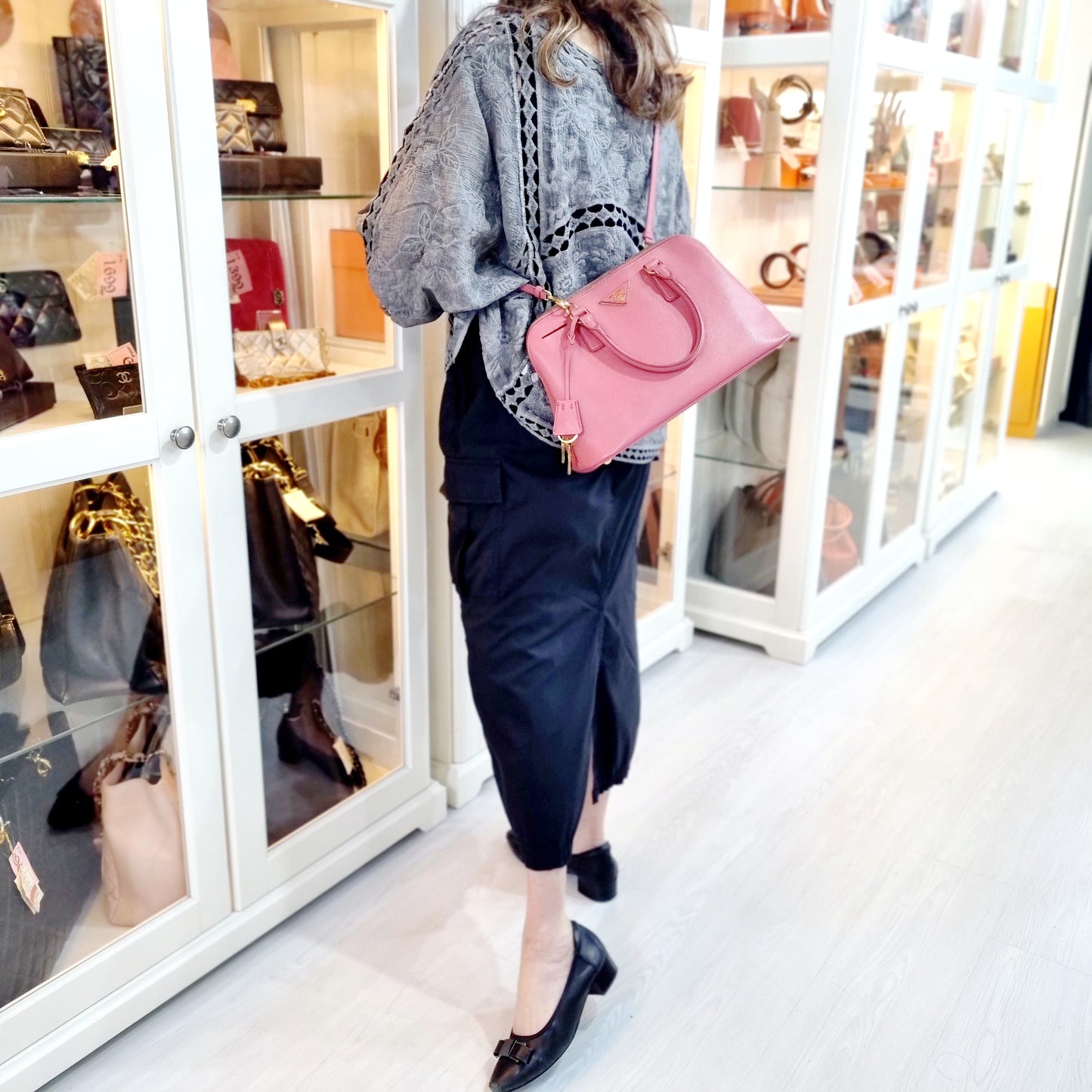 Prada 1BA837 Saffiano Lux Tote Bag Ghw (Pink)