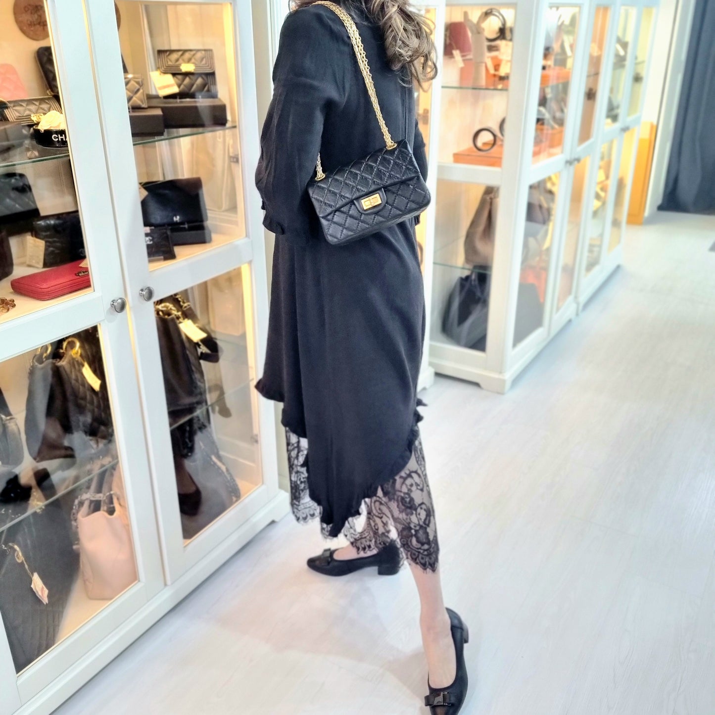 Chanel Reissue Mini 2.55 Aged Calfskin Leather Ghw (Black)