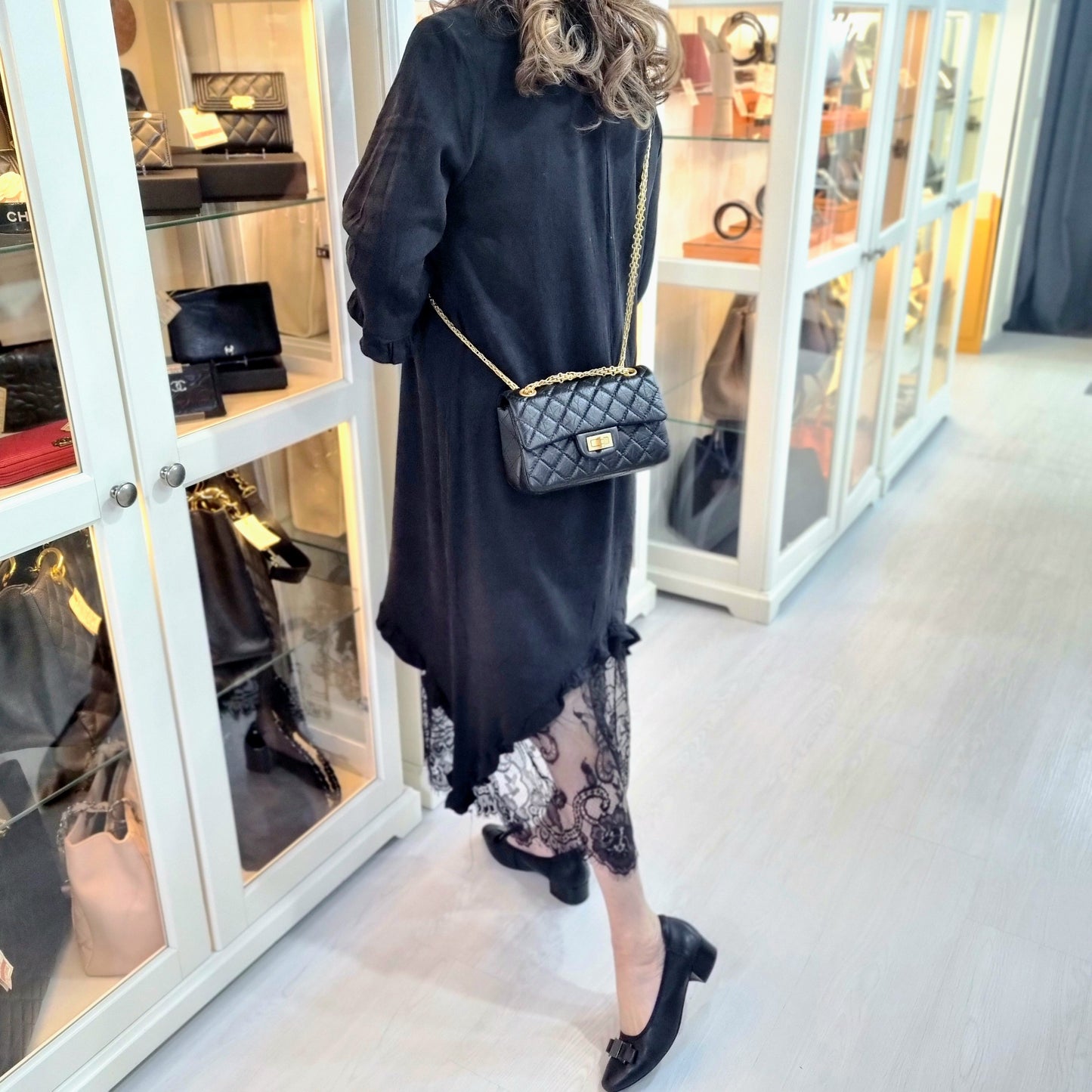 Chanel Reissue Mini 2.55 Aged Calfskin Leather Ghw (Black)