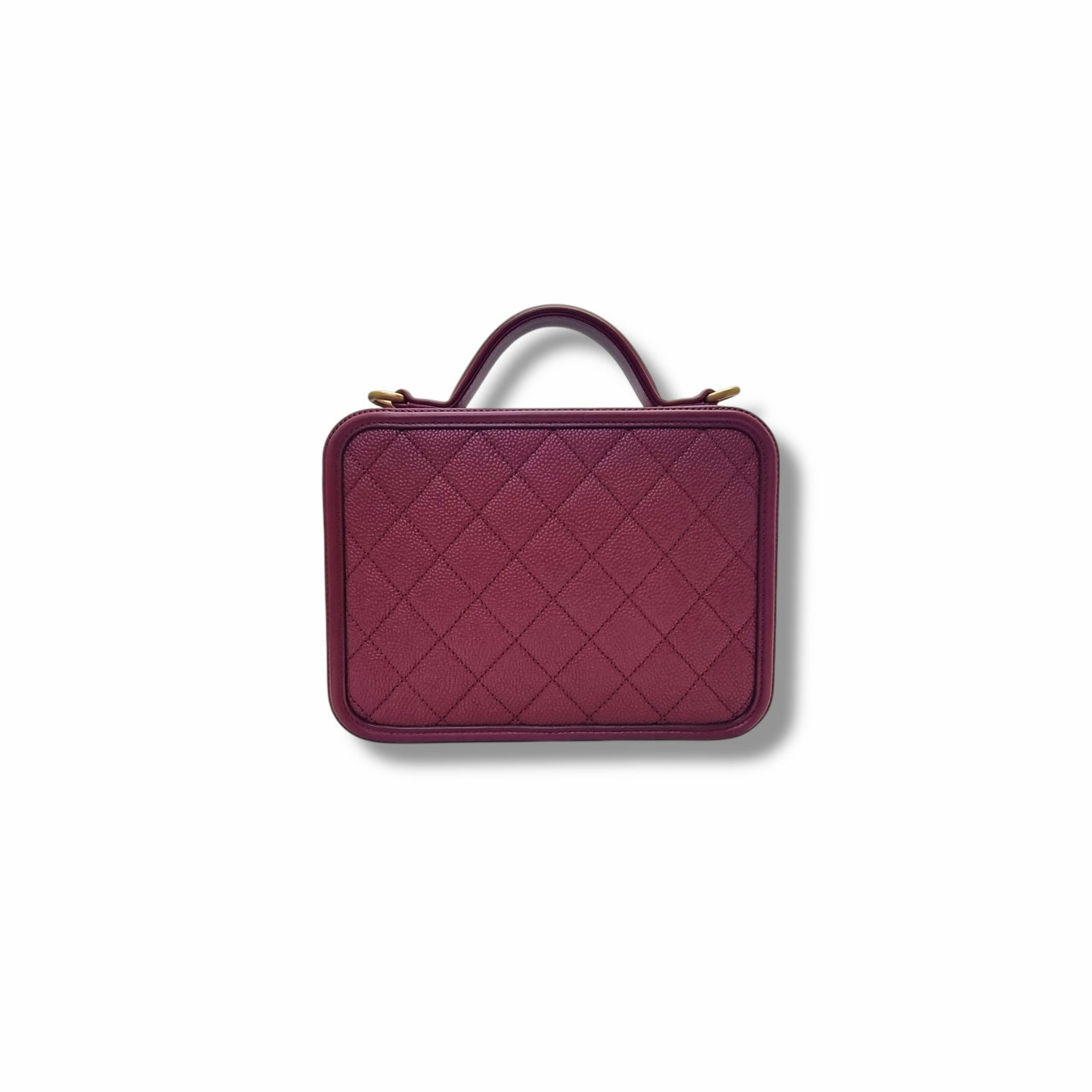 Chanel Filigree Vanity Case Caviar Ghw (Burgundy)