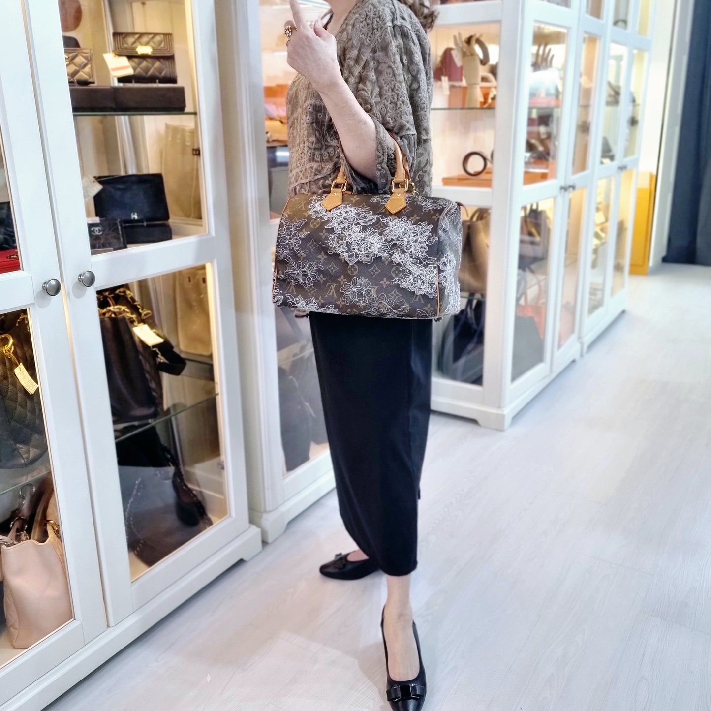 Louis Vuitton Speedy 30 Limited Edition Silver Dentelle Monogram Ghw