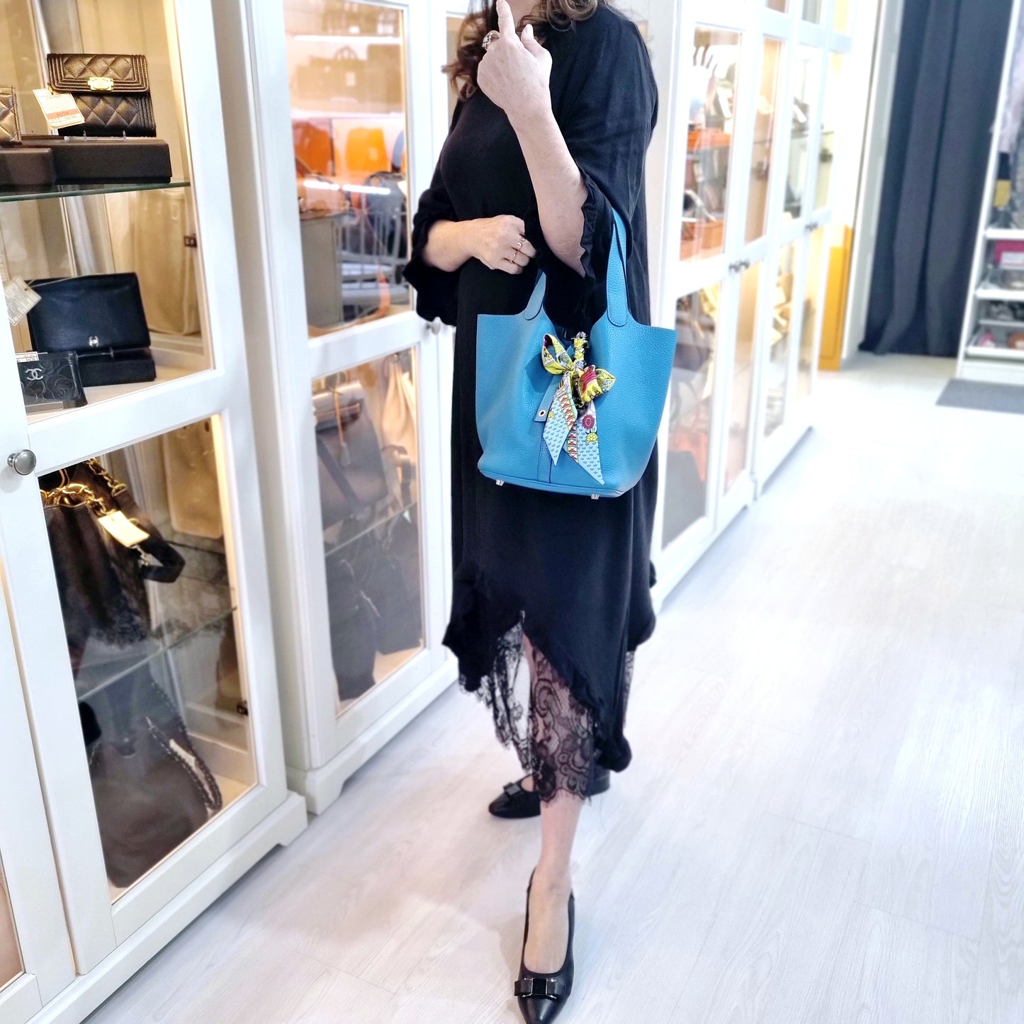 Hermes Picotin Lock 22 Clemence Palladium Plated Hw (Blue Paon)