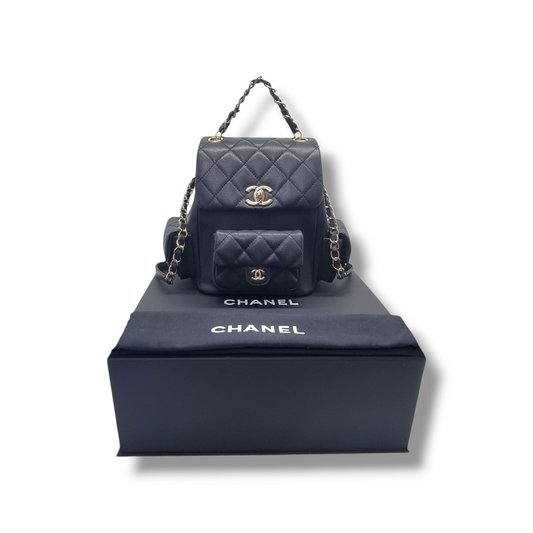 Chanel Backpack Medium Caviar Light Gold (Black)