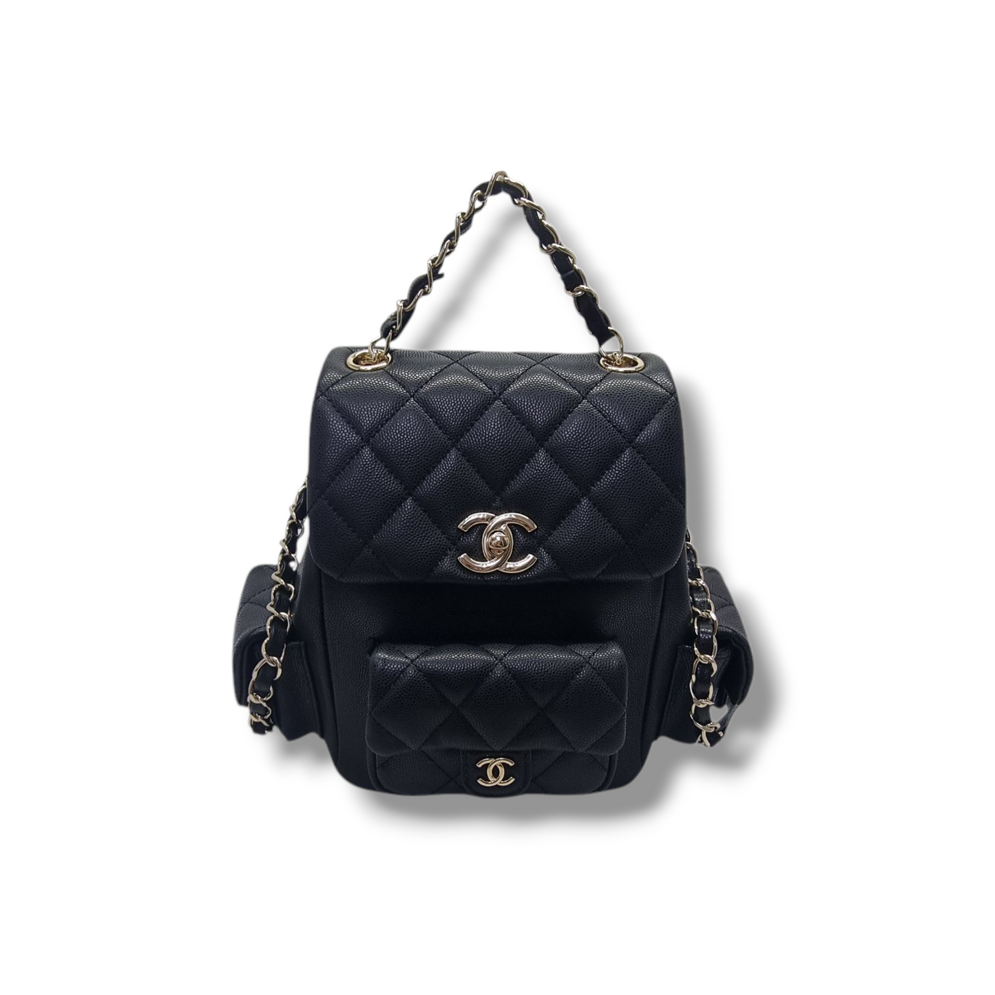 Chanel Backpack Medium Caviar Light Gold (Black)