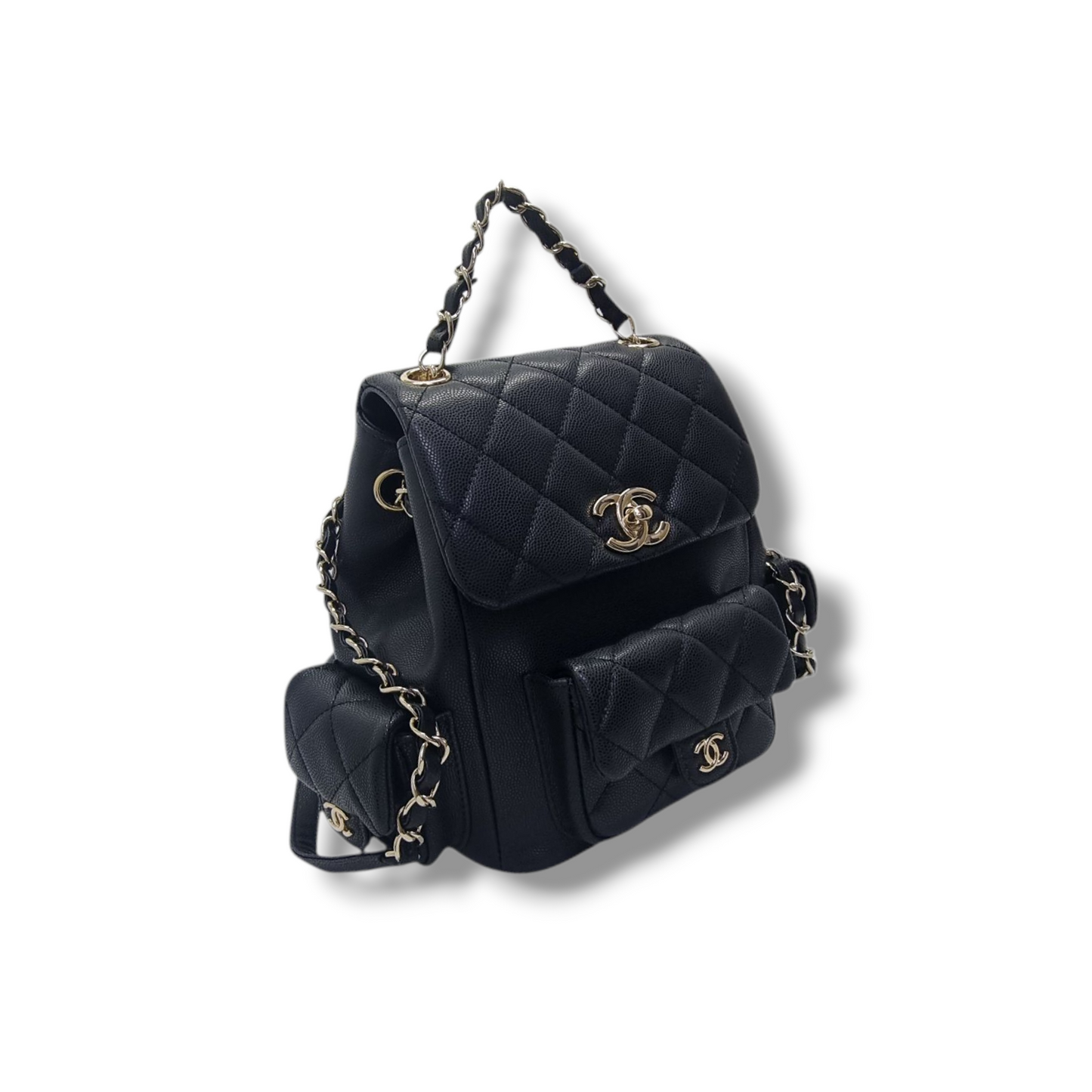 Chanel Backpack Medium Caviar Light Gold (Black)