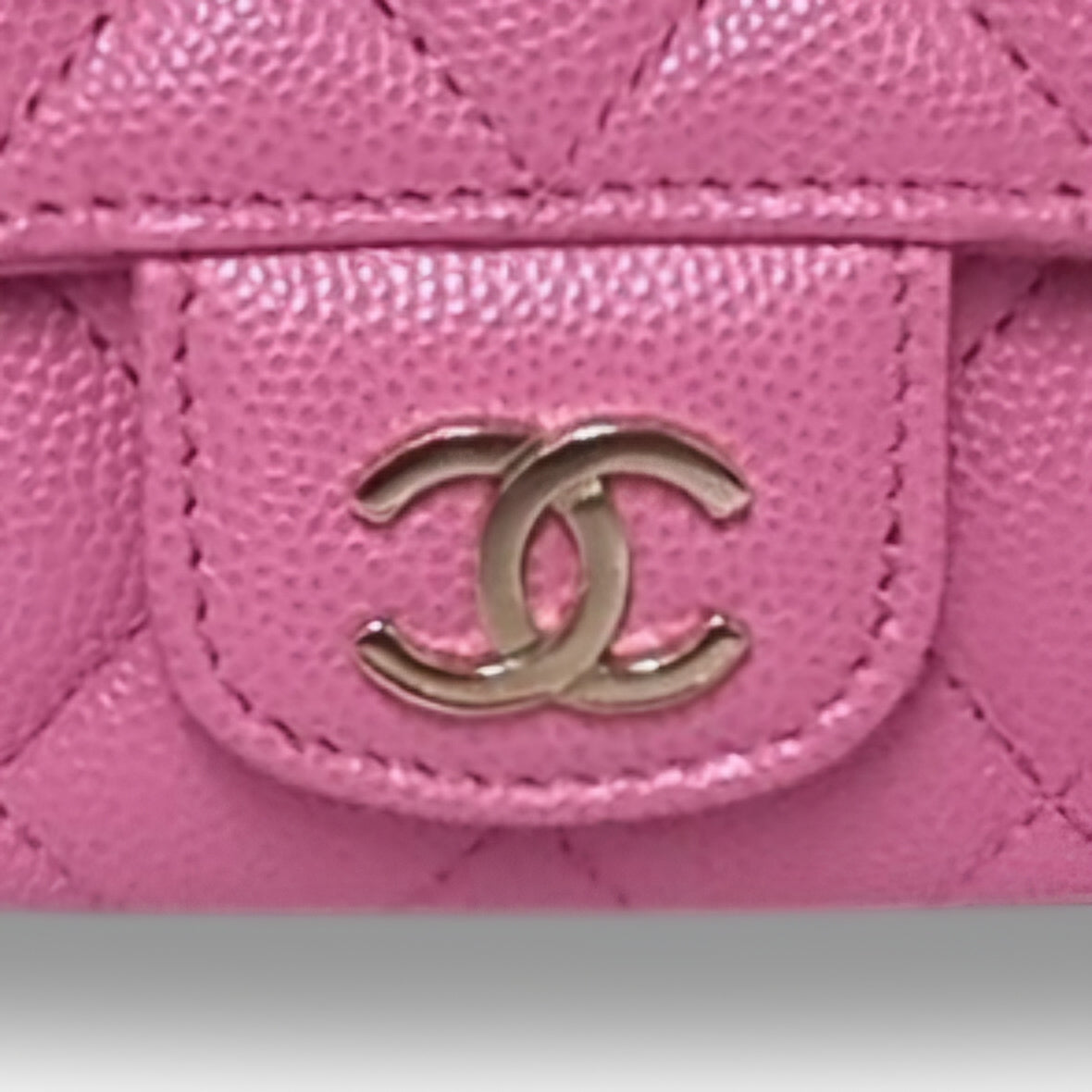 Chanel Glasses Case With Classic Chain Caviar Ghw (Pink)