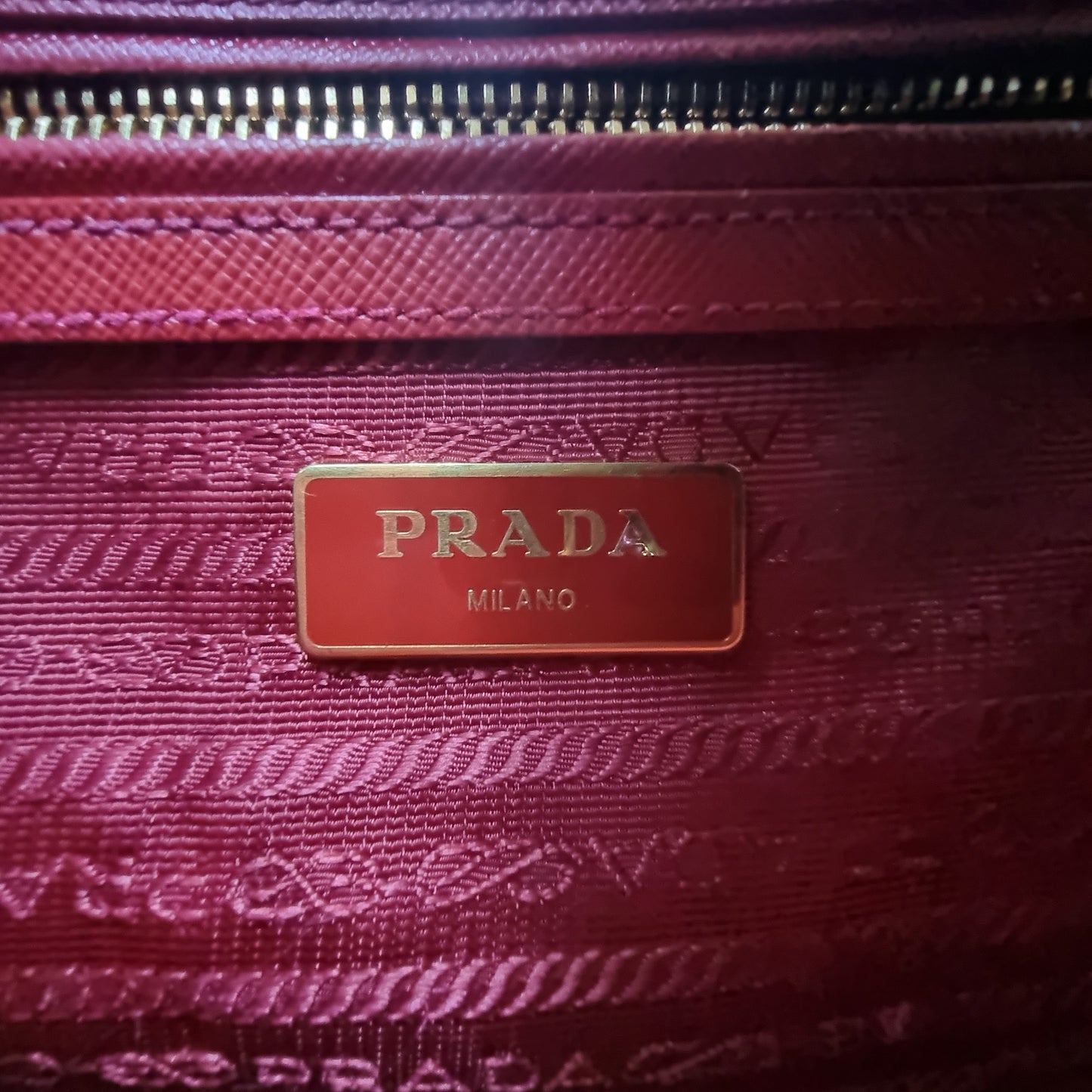 Prada BN1801 Galleria Saffiano Lux Small Double Zip Tote Bag Ghw (Fuoco/Red)