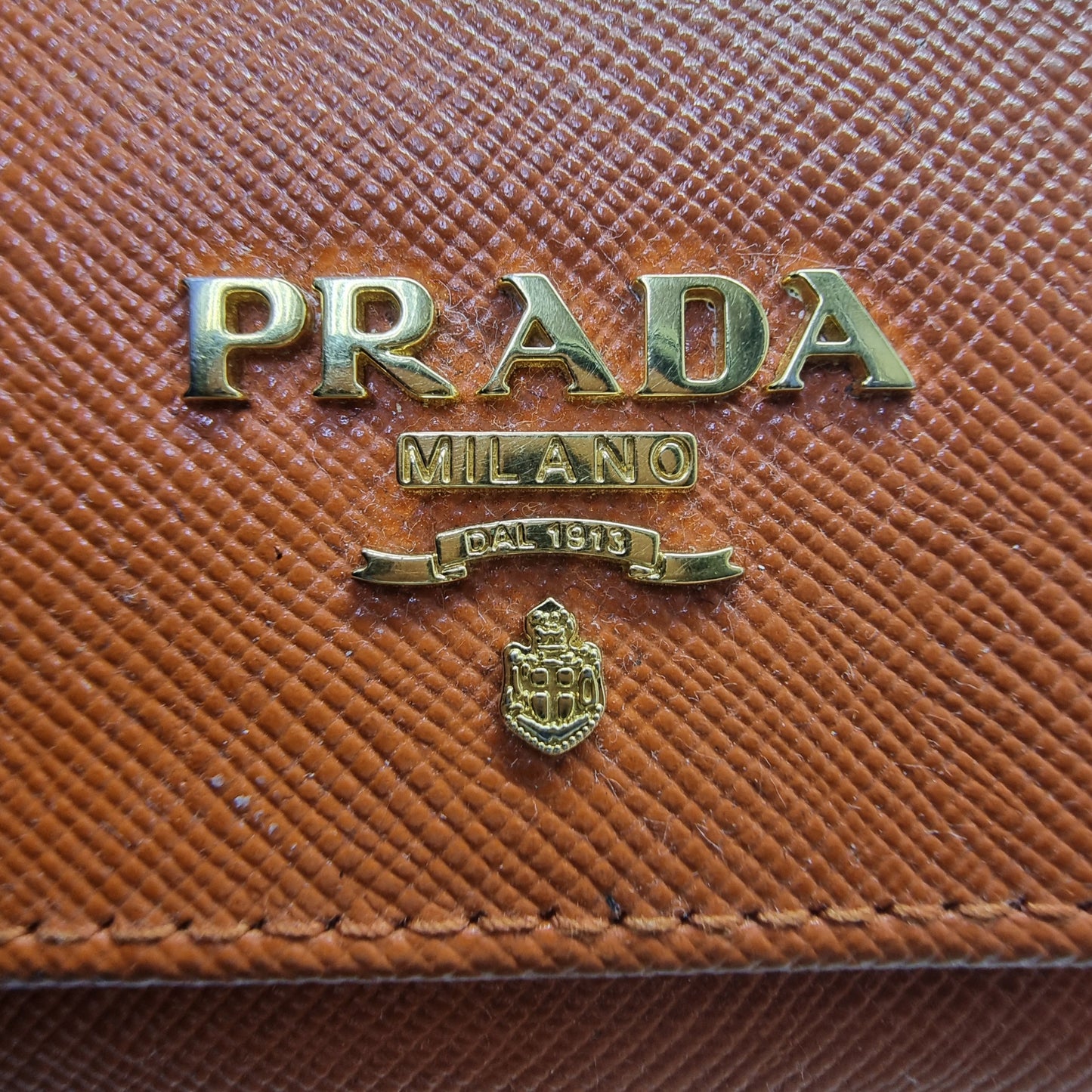 Prada 1M0223 Saffiano Leather Key Holders Ghw (Orange)