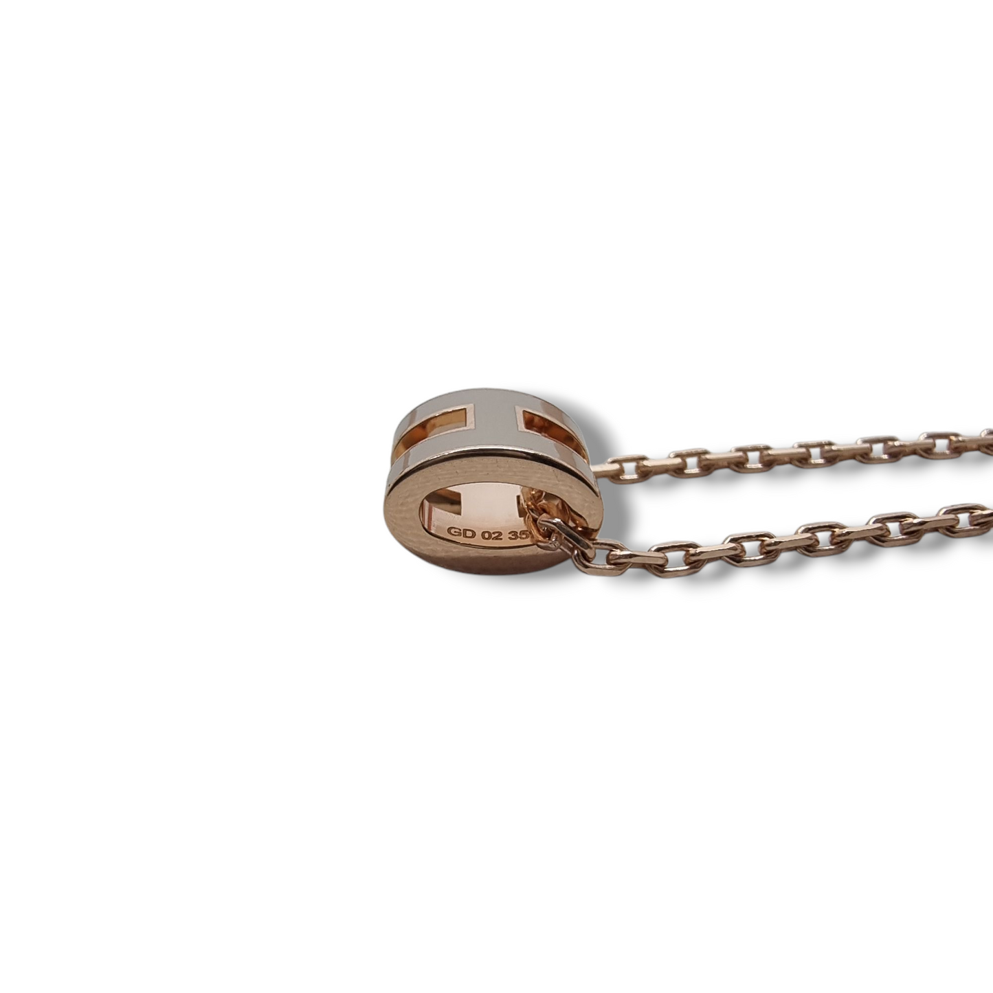 Hermes Necklace Pendant Mini Pop H Rose Gold Plated (Marron Glaze)