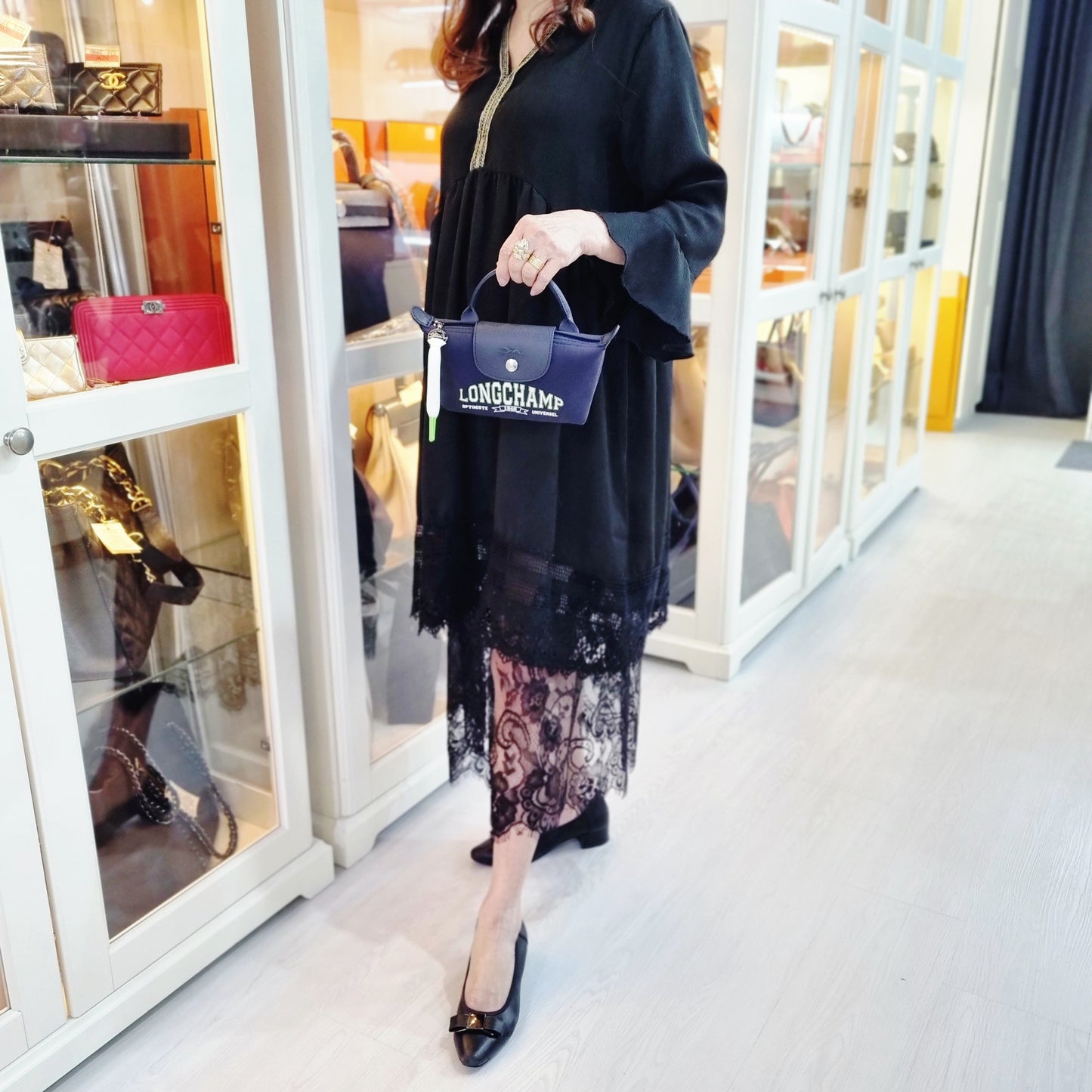 Longchamp Le Pliage Universel Cotton Jersey Pouch W/Handle Shw (Marine/Blue)