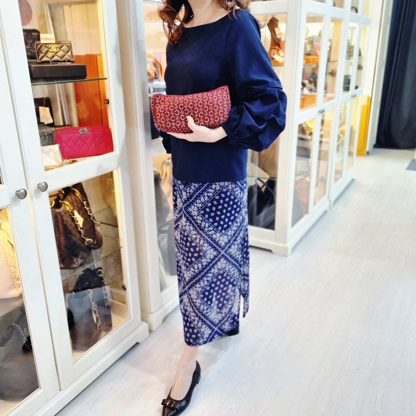 Celine C Macadam Canvas Pouch Ghw ( Red)