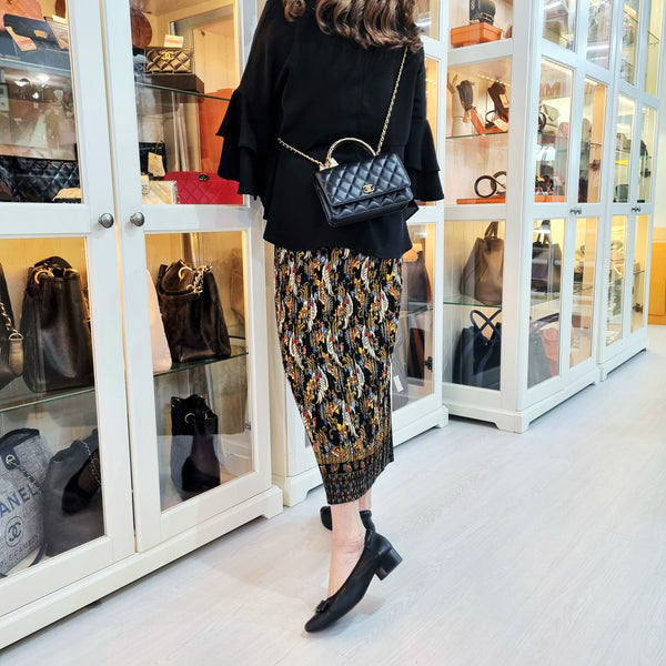 Chanel Wallet On Chain With Top Handle Lambskin Ghw (Black)