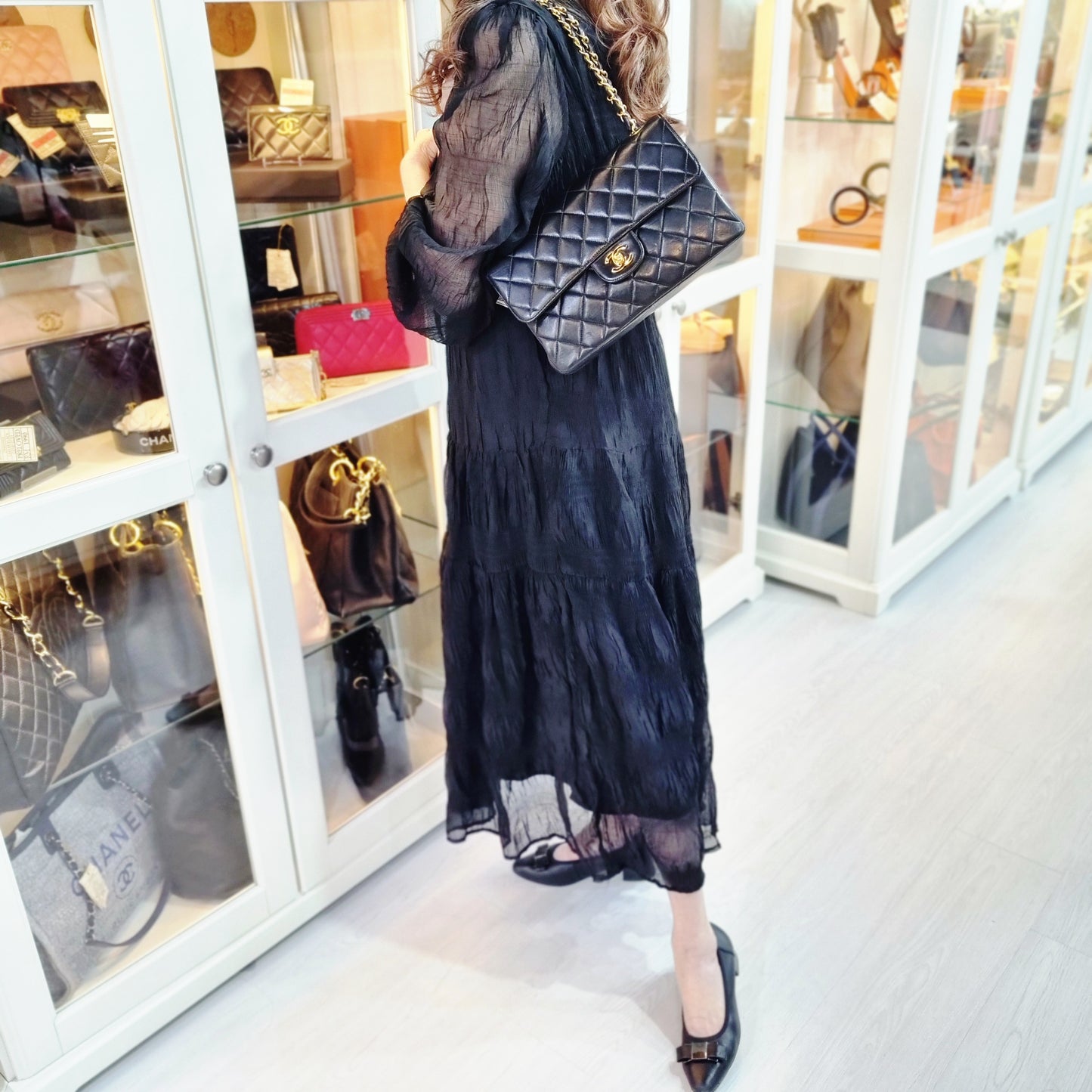 "RARE" Chanel Vintage Classic Double Sided Flap Medium Lambskin Ghw (Black)