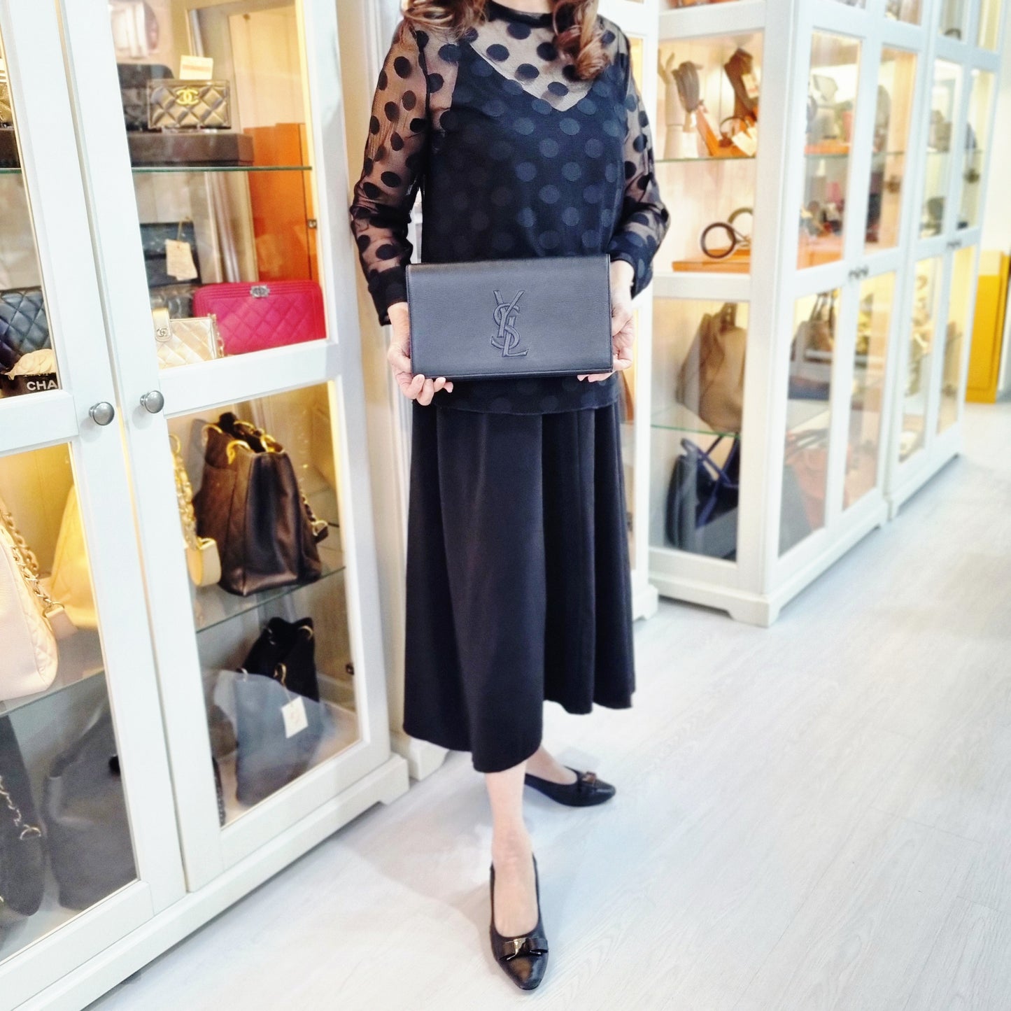 YSL Clutch Belle de Jour Large Leather Ghw (Black)