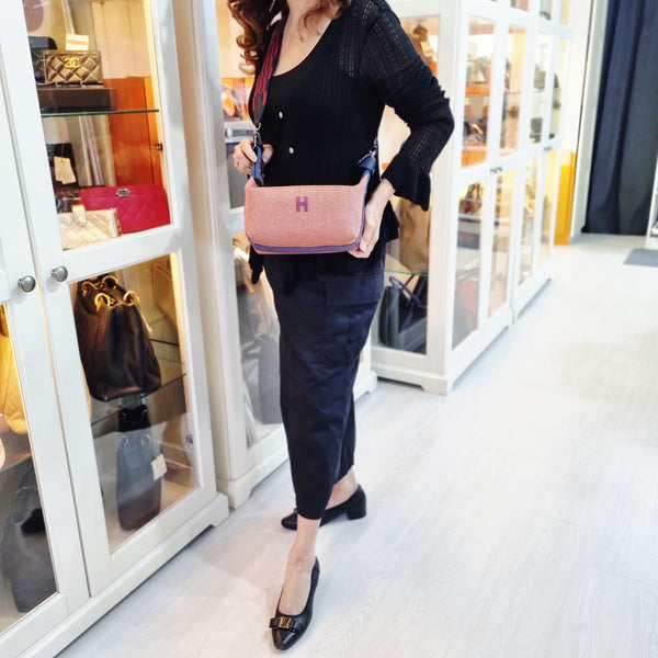 Hermes Bride A Brac H Natte Bicolor Wool Twill Case Small (Tomette)