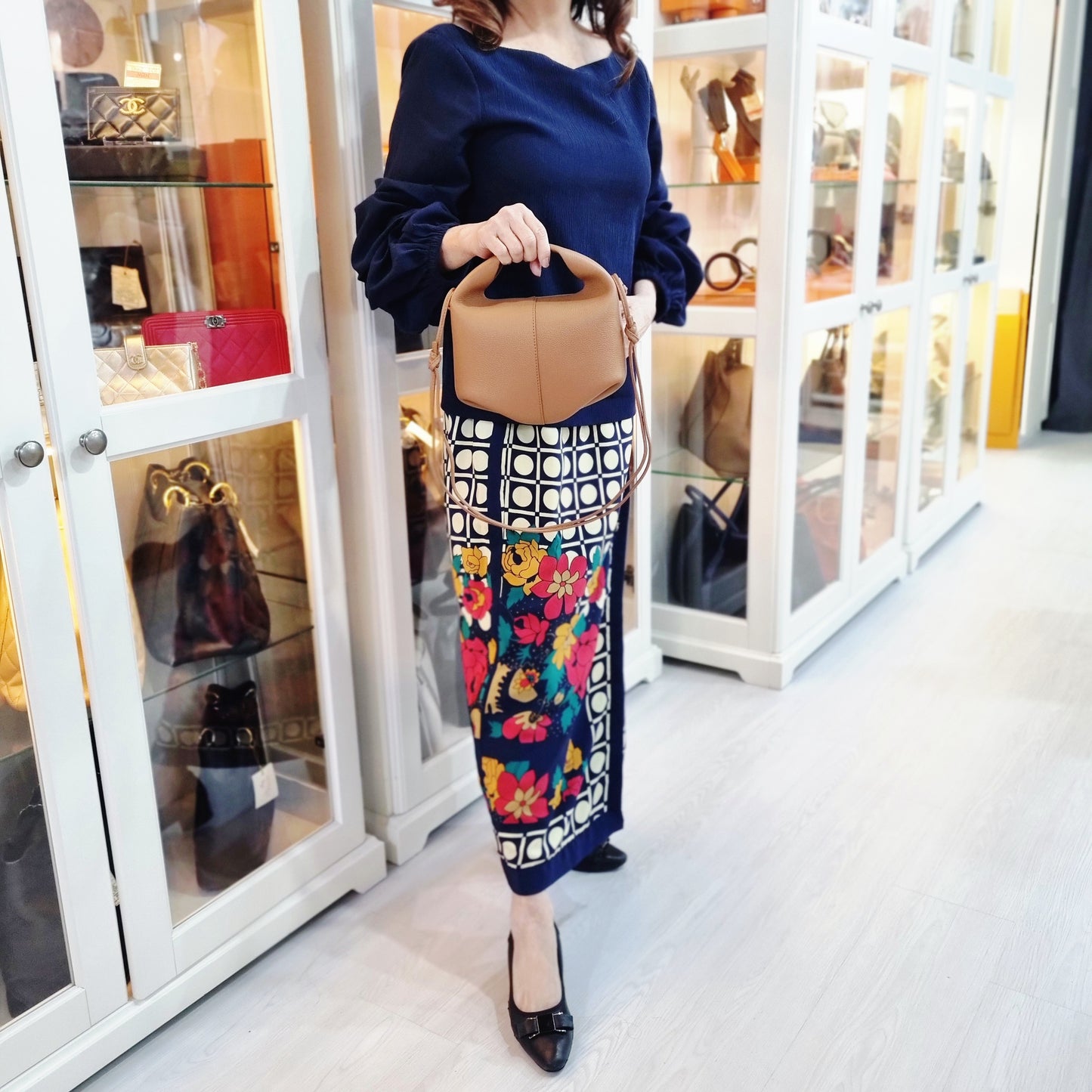 Polene Beri Grain Spanish Calfskin Crossbody Ghw (Camel)