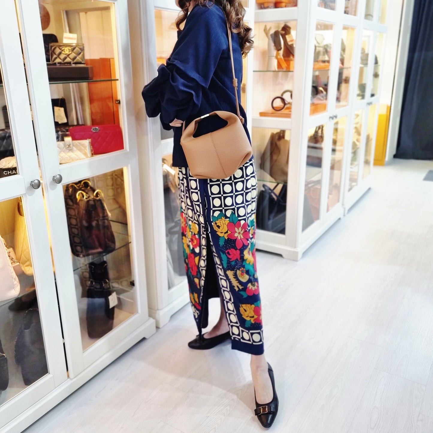 Polene Beri Grain Spanish Calfskin Crossbody Ghw (Camel)