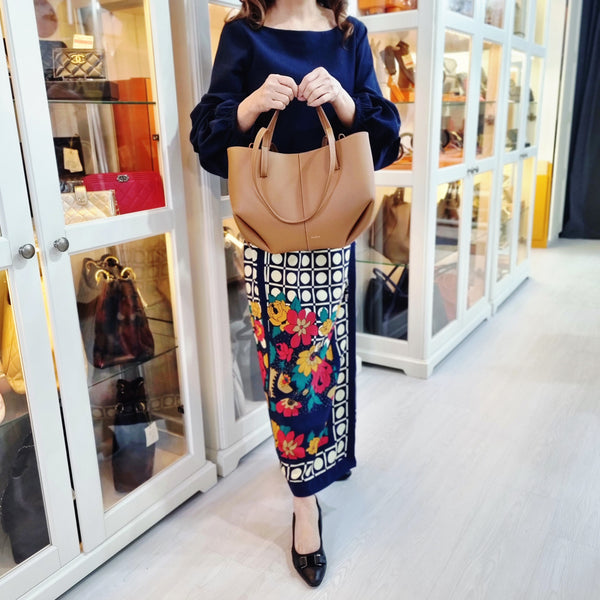 Polene Cyme Mini Leather Shoulder Bag Ghw (Camel)