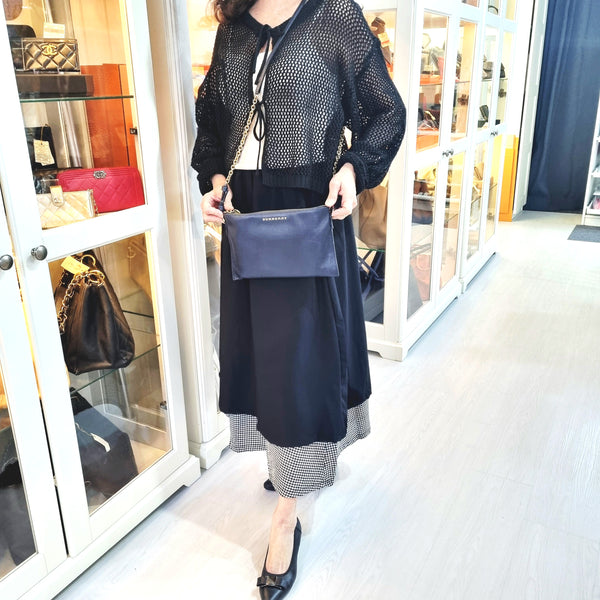 Burberry Peyton Leather Crossbody Ghw (Navy Blue)