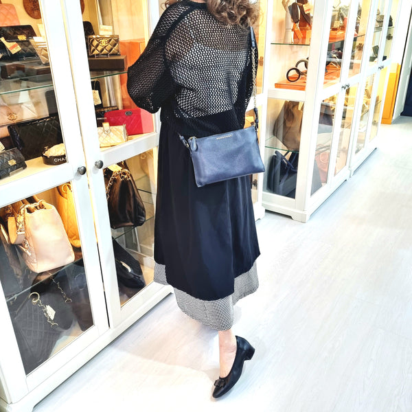 Burberry Peyton Leather Crossbody Ghw (Navy Blue)