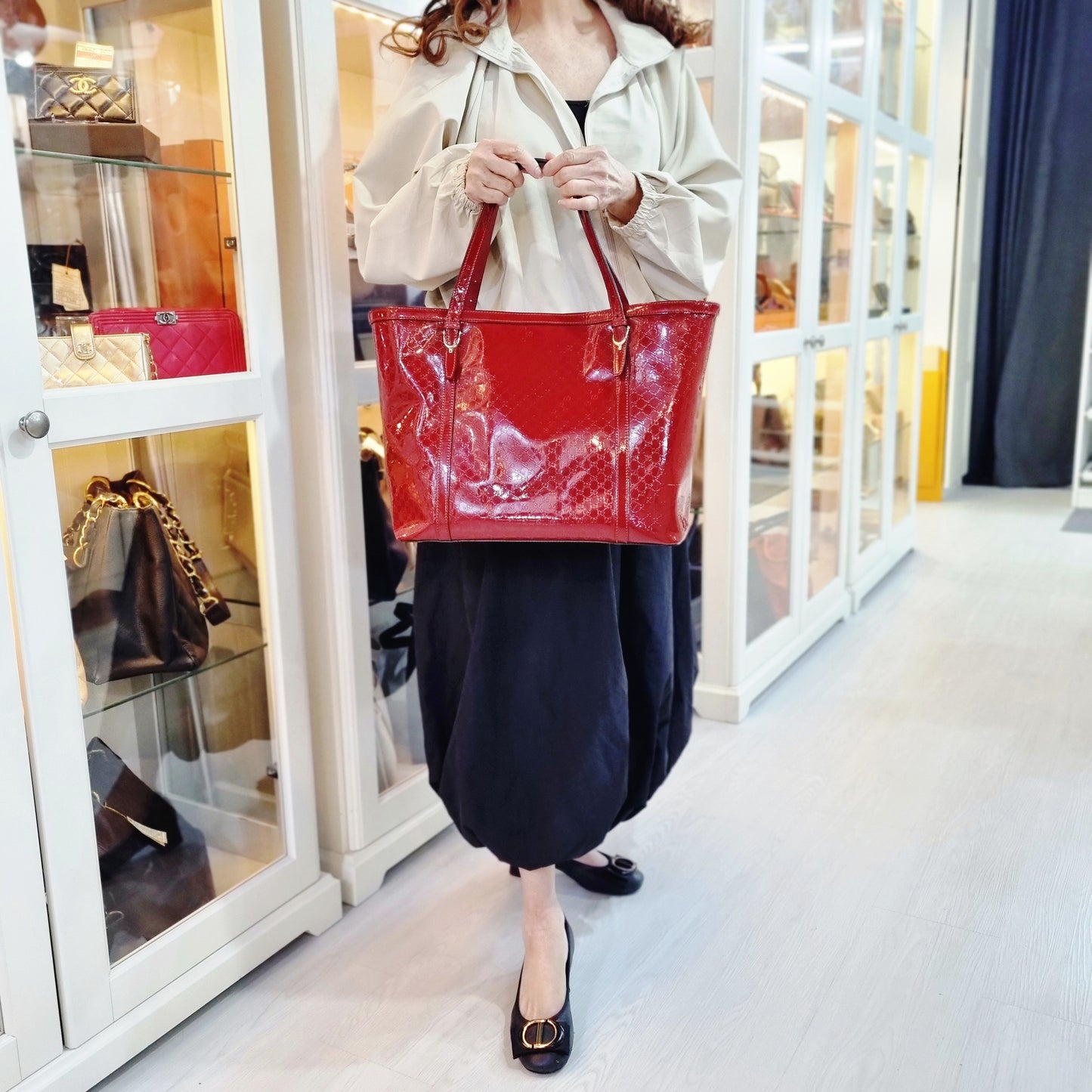 Gucci Microguccissima Patent NIce Shoulder Bag Ghw (Red)