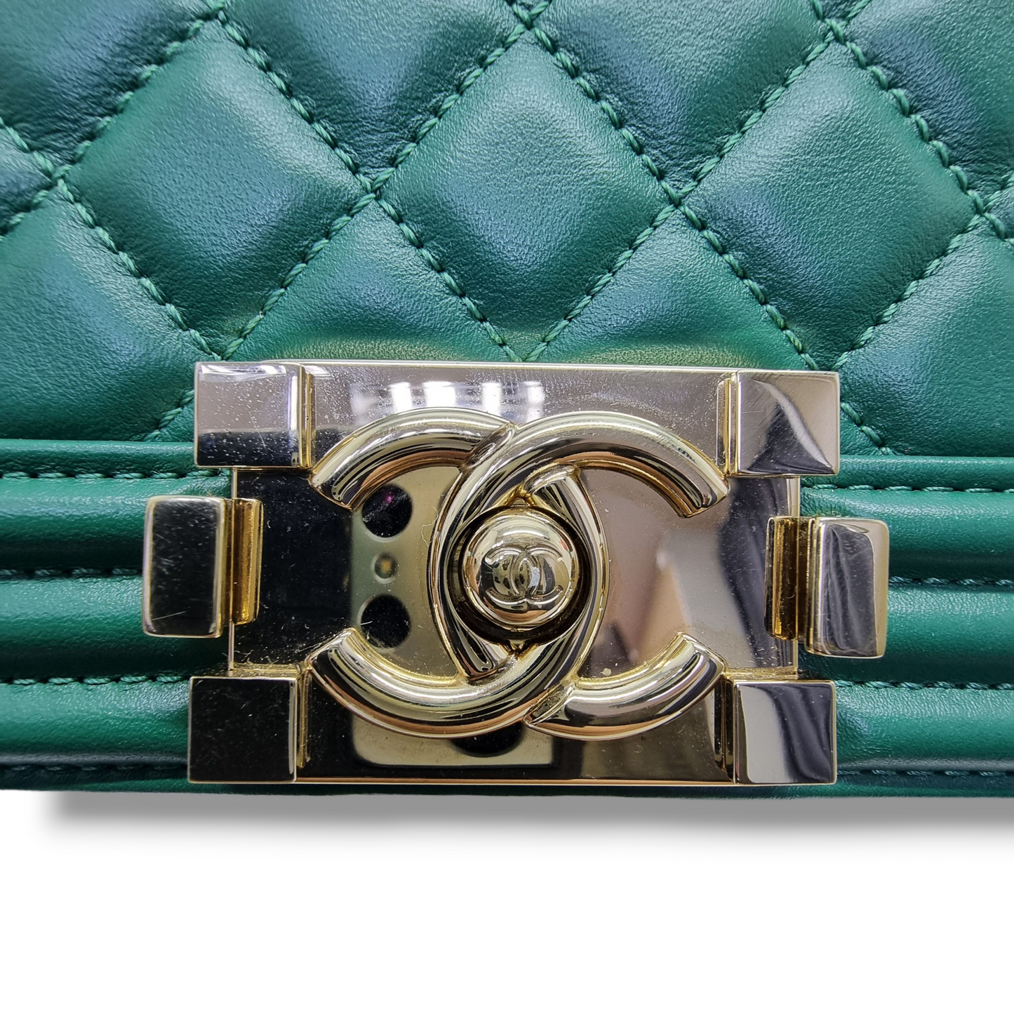 Chanel Boy Medium Lambskin Ghw (Green)