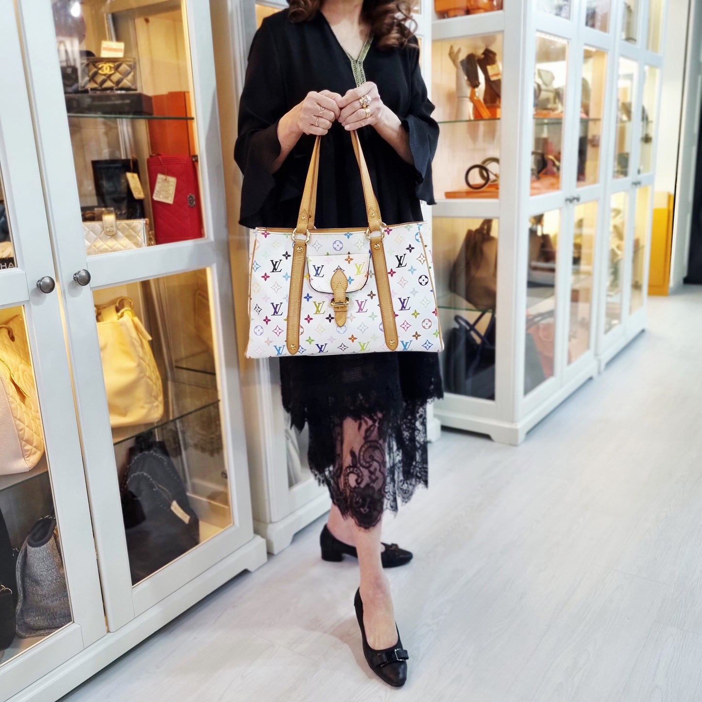 Louis Vuitton Aurelia MM Monogram Multicolor White Ghw