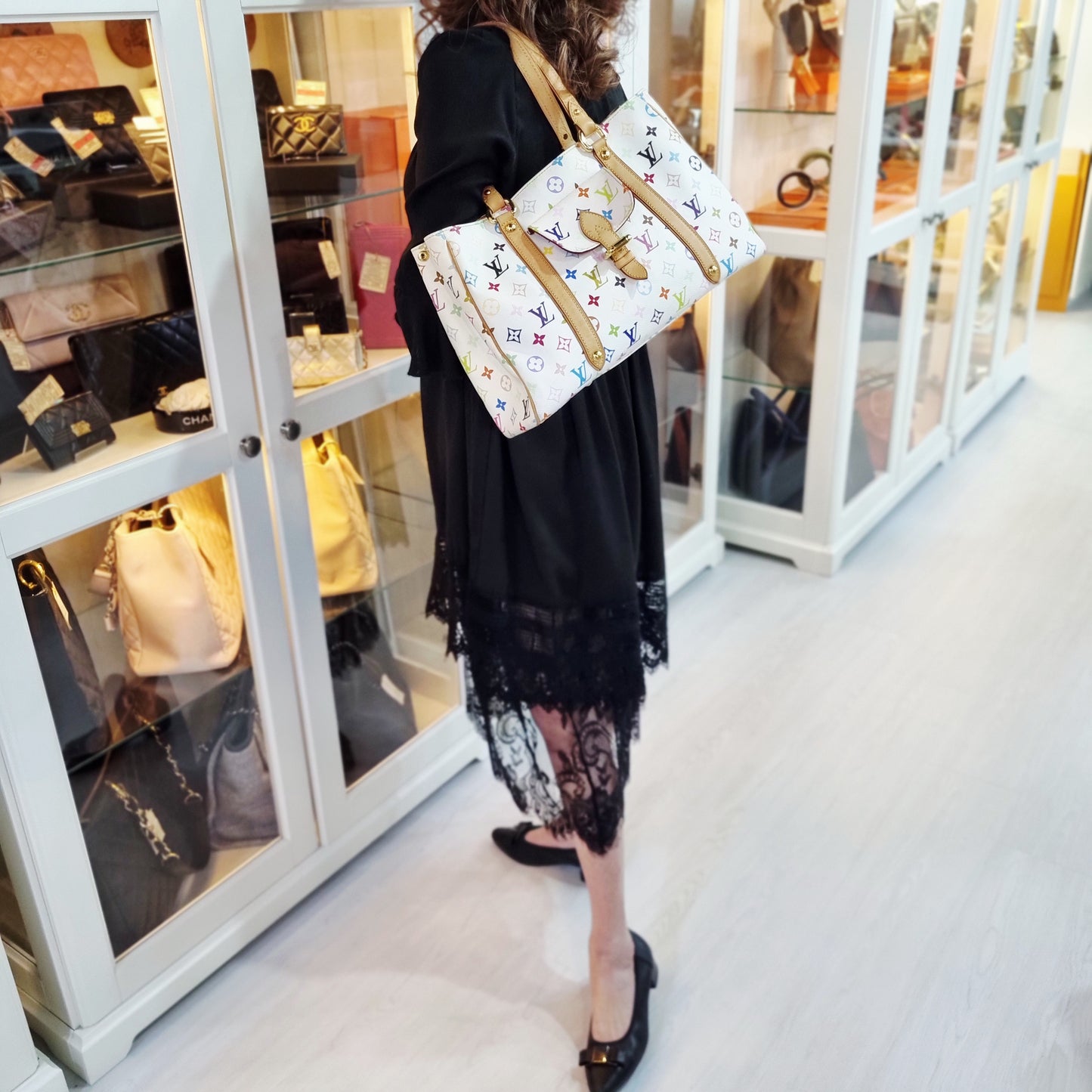 Louis Vuitton Aurelia MM Monogram Multicolor White Ghw